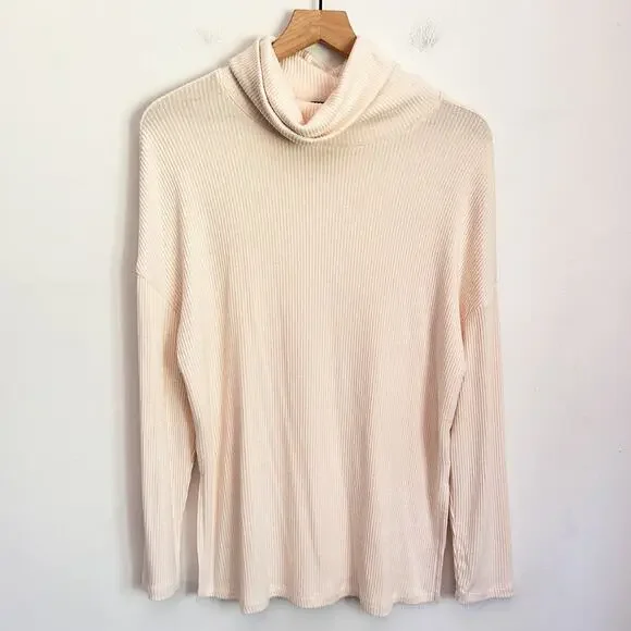 Sanctuary Ribbed Turtleneck Long Sleeve Top Cream Size S - Picture 1 of 7